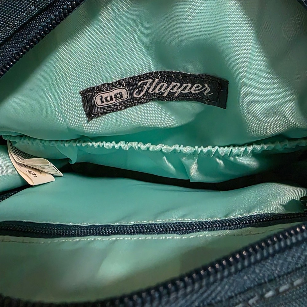 Lug Flapper Crossbody Bag Small Teal Blue Quilted Basketweave Travel RFID - Picture 8 of 12